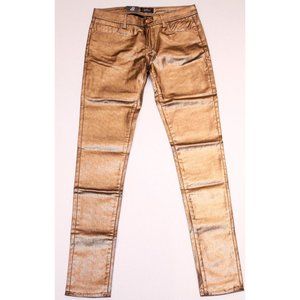 ROS-W Jeans METALLIC Gold ASHLEY Skinny REGULAR Slim WAIST 36
